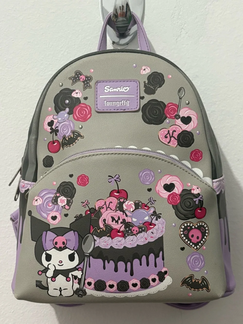 Sanrio Kuromi Gray and Purple Mini Loungefly Backpack